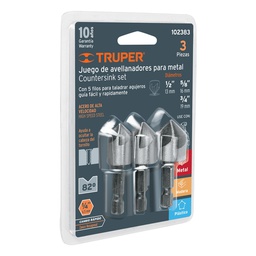 [102383] Juego de 3 avellanadores HSS, Truper