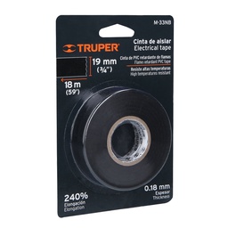 [12499] Cinta de aislar de 18 m x 19 mm, negra en blister, Truper