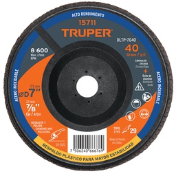 [15711] Disco 7' laminado respaldo plastico grano 40 centro 7/8'