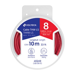 [40249] Carrete con 10 m de cable THHW-LS 8 AWG rojo, Volteck