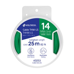 [40253] Carrete con 25 m de cable THHW-LS 14 AWG verde, Volteck