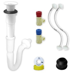 [3290] Kit De Instalacion Para Lavabo Con CespoPractick Rejilla Blanca, FF Polimax 1/2" x 45cms. (3290)