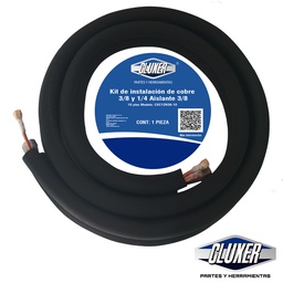 [CXC12N38-25] Kit Tuberia de Cobre 1/4 y 3/8 con Aislante de Espesor 3/8