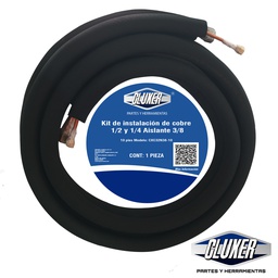 [CXC32N38-15] Kit Tuberia de Cobre 1/2 y 1/4 con Aislante de Espesor 3/8