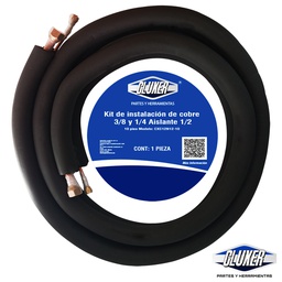 [CXC12N12-15] Kit Tuberia de Cobre 1/4 y 3/8 con Aislante de Espesor 1/2 15 pies