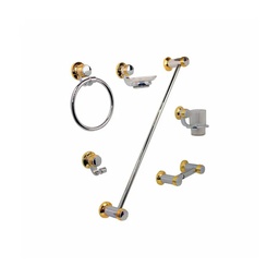 [JE50C] JUEGO ACCESORIOS P/BA�O ORO-CROMO ( ASIA )