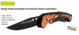 [LION TOOLS] Navaja monte pavonada incrustación dorada automática