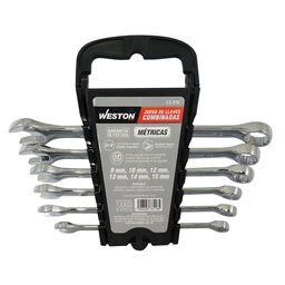 [LC-215] JUEGO DE LLAVES COMBINADAS CrV PULIDO ESPEJO METRICAS 6 PZS 9MM - 15MM